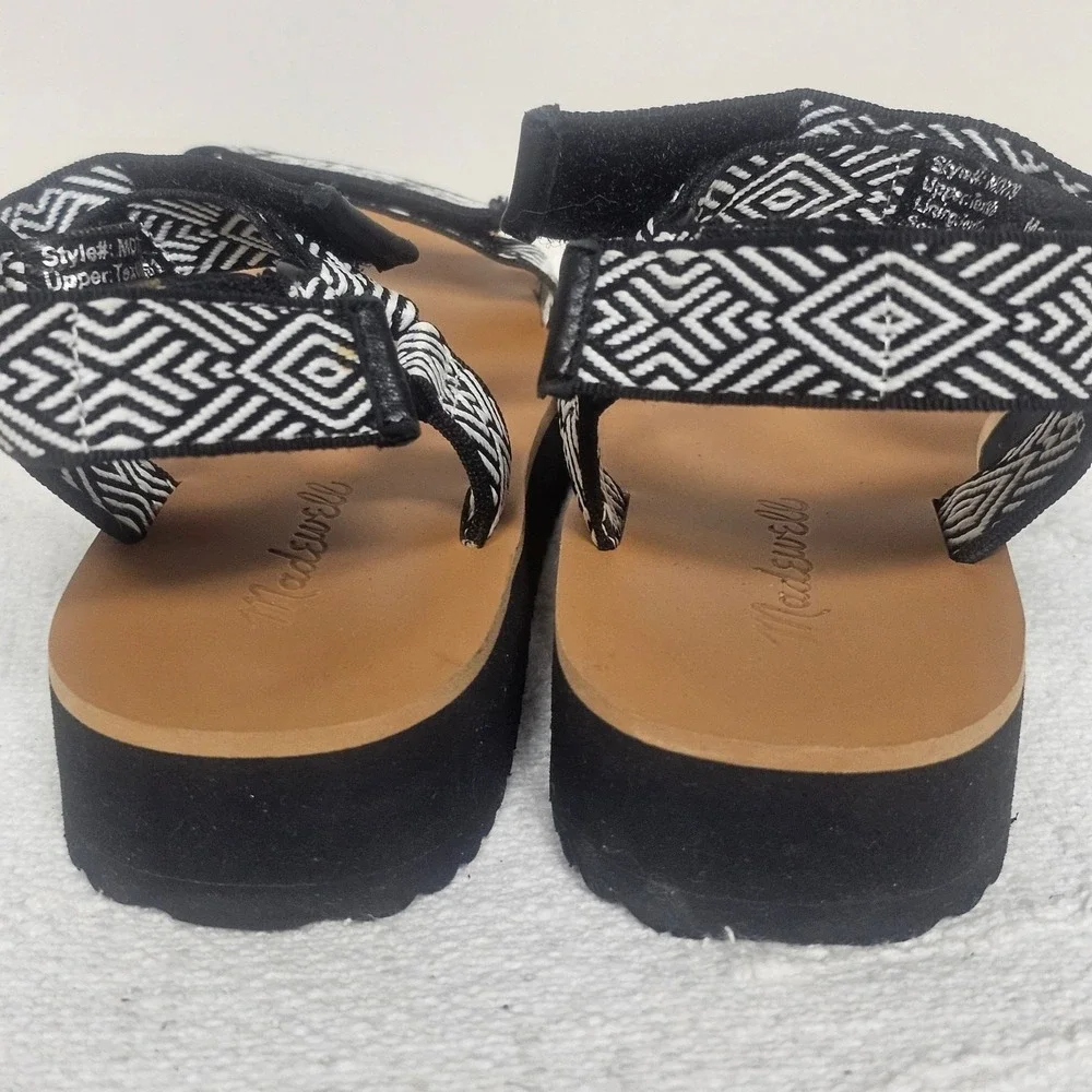 Madewell The Resourced Maggie Sandal Aztec Print Straps Black White Size 6.5